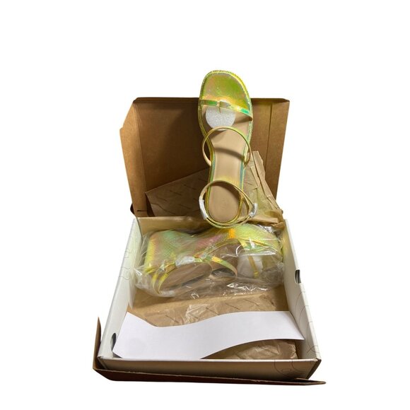 UO Nora Strappy Yellow Iridescent Wedge Sandals Size 10 - Picture 9 of 16